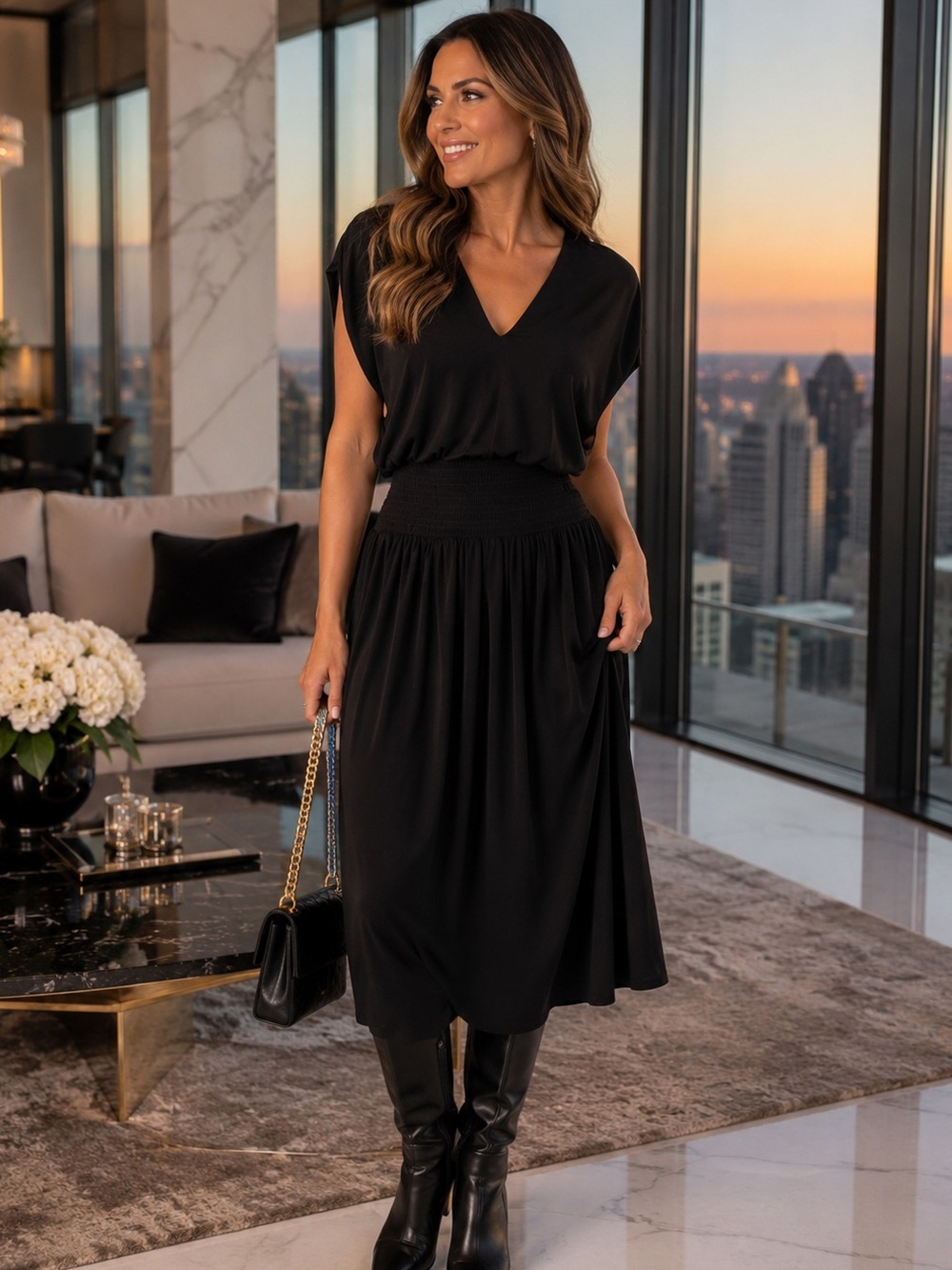 RAMY BROOK NEW YORK EXCLUSIVE PARKY V NECK CAPPED SLEEVE BLACK PARKY DRESS Sz XS